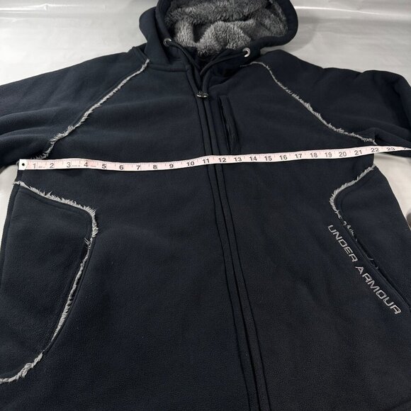Under Armour Fleece Coat Mens Hoodie Full Zip Heavy Jacket Pockets Black - Picture 7 of 16